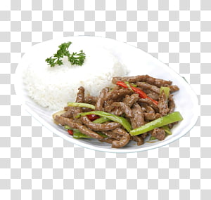 Mongolian beef Bulgogi Fried rice Pepper steak Rice cake, Rice with black pepper beef transparent background PNG clipart thumbnail