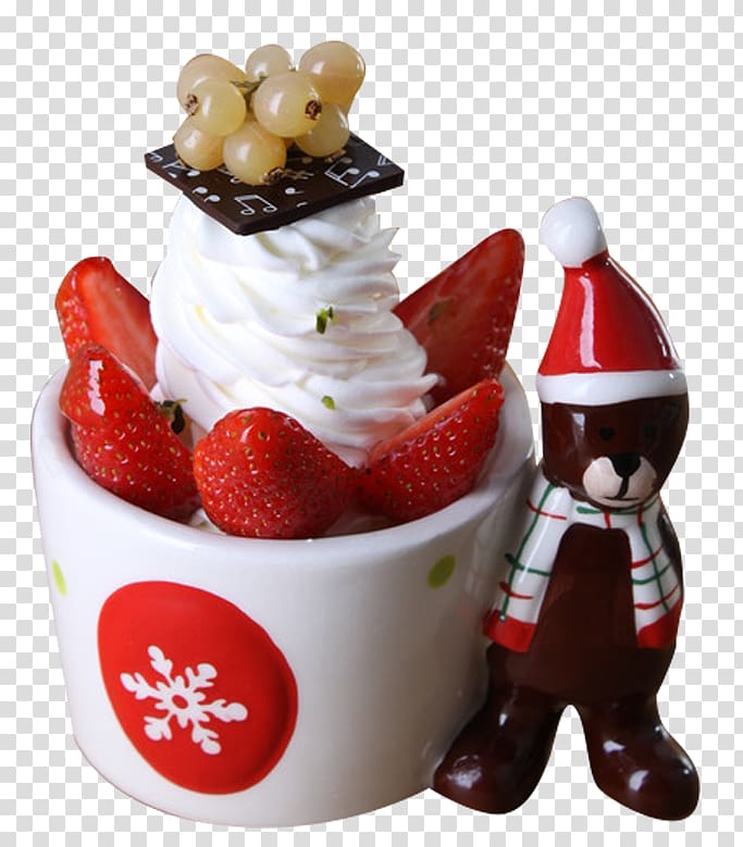 Strawberry ice cream Sundae Frozen yogurt Parfait, Lovely strawberry dessert transparent background PNG clipart