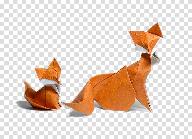 brown fox origami illusrtations, Paper Origami Wet-folding Yoshizawau2013Randlett system Fox, Origami fox transparent background PNG clipart