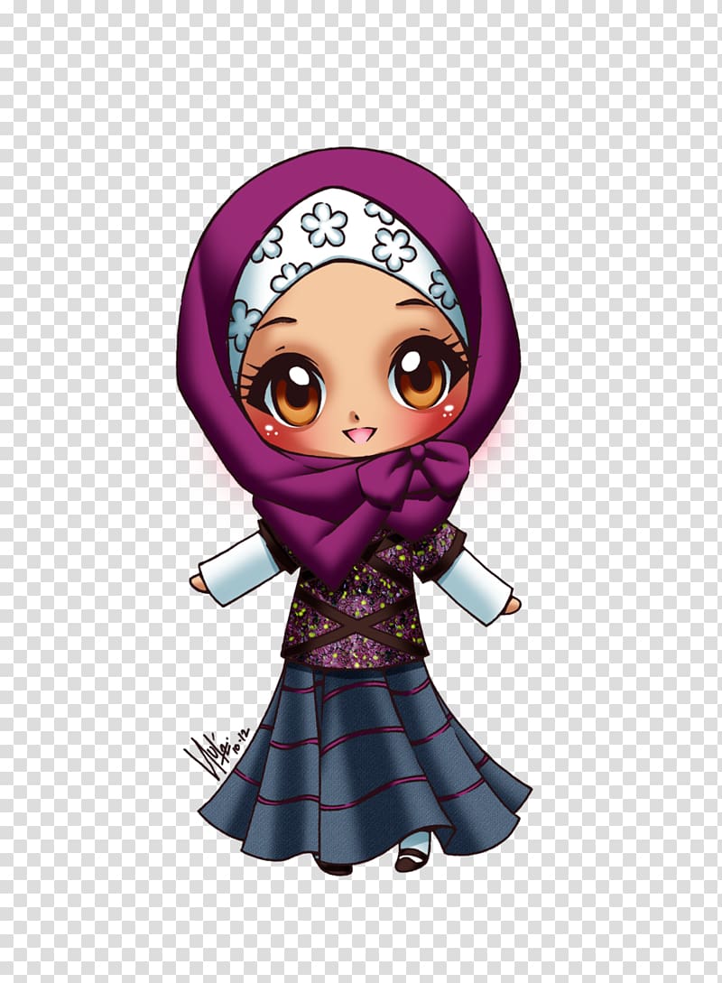 female wearing hijab sticker, Chibi Islam Drawing Muslim Cartoon, muslim transparent background PNG clipart