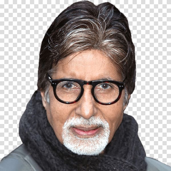 man wearing eyeglasses with red farmes, Amitabh Bachchan Portrait transparent background PNG clipart