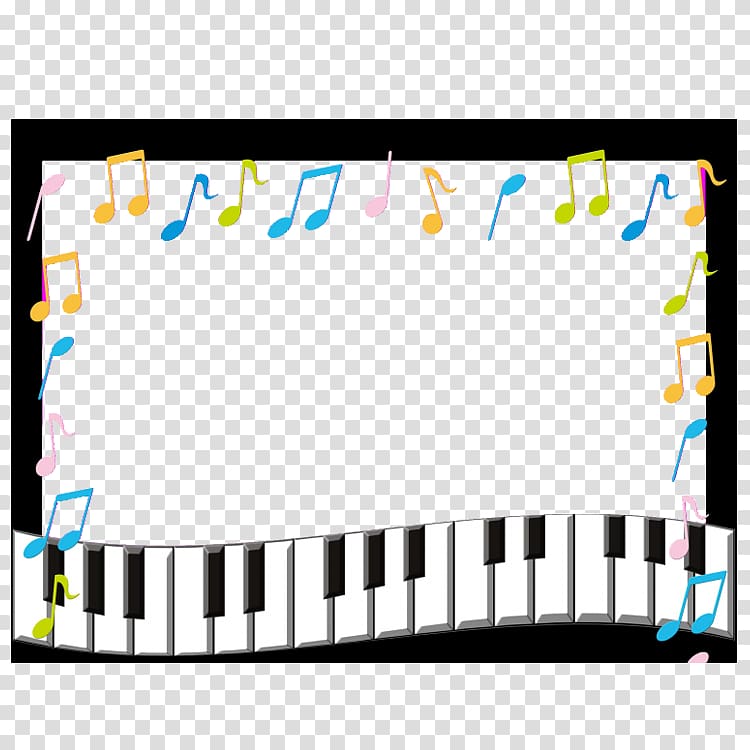 piano musical notes illustration, Musical note frame , Piano Border Frame transparent background PNG clipart