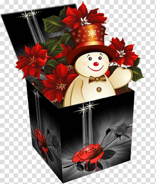 Mrs. Claus Santa Claus Christmas gift-bringer Christmas gift-bringer, Cartoon box of flowers and snowman transparent background PNG clipart