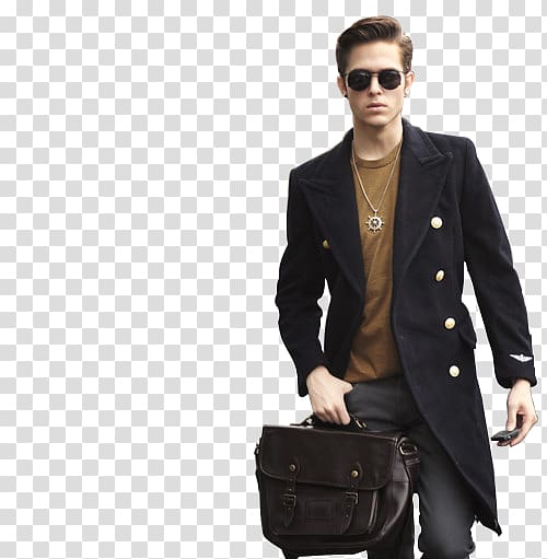 man standing holding bag, Handbag Blazer Clothing Fashion, Brush male model transparent background PNG clipart