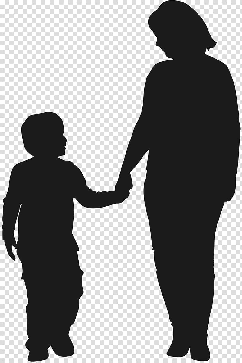 silhouette of woman and child art, Mother Child Silhouette Son, child transparent background PNG clipart