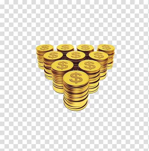 Gold coin Banknote, Gold coins arranged in good order transparent background PNG clipart