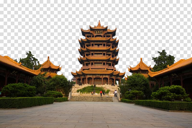 Yellow Crane Tower Sheshan Mountain Yangtze Three Gorges Dam Four Great Towers of China, Wuhan Yellow Crane Tower transparent background PNG clipart