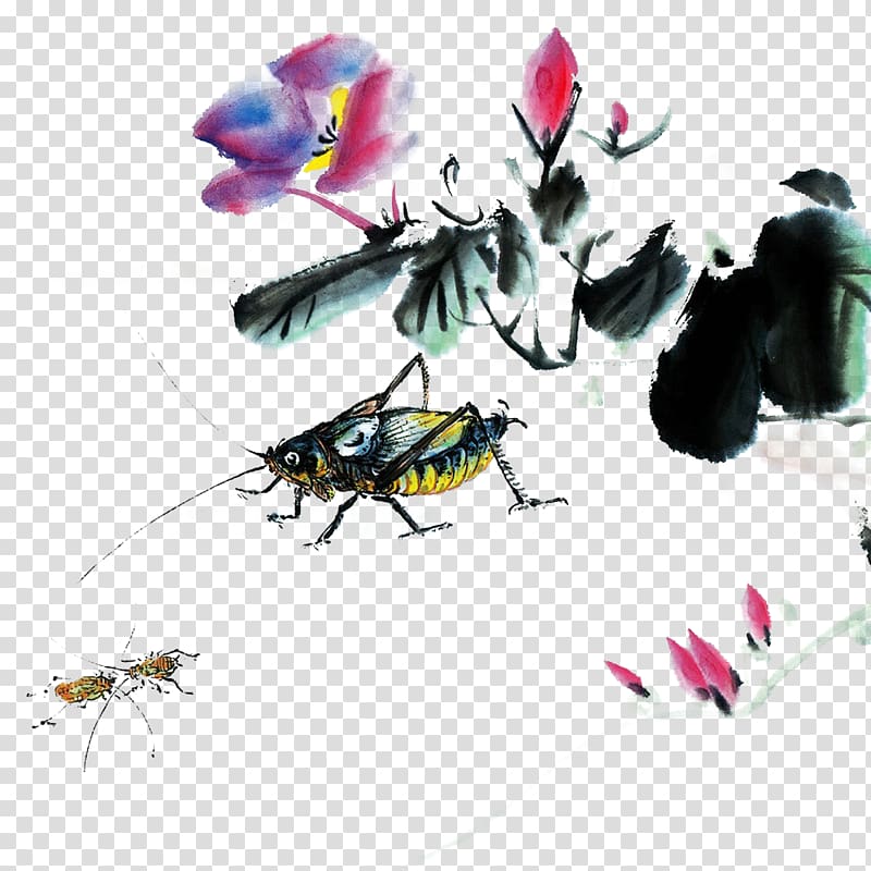 China Chinese painting, Grasshopper day transparent background PNG clipart
