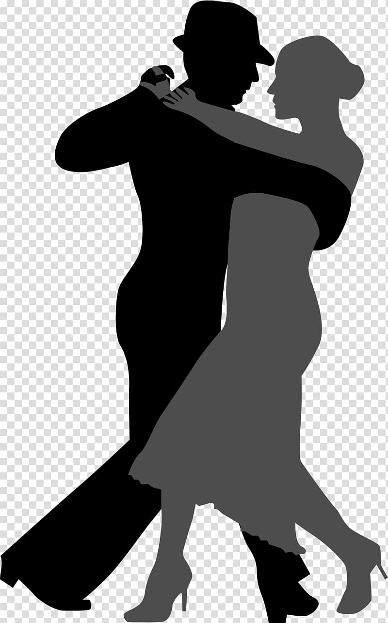 man and woman illustratin, Tango Ballroom dance Silhouette, Two dancers transparent background PNG clipart