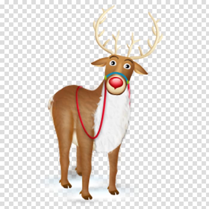 Rudolph Reindeer Santa Claus Icon, Cartoon deer transparent background PNG clipart
