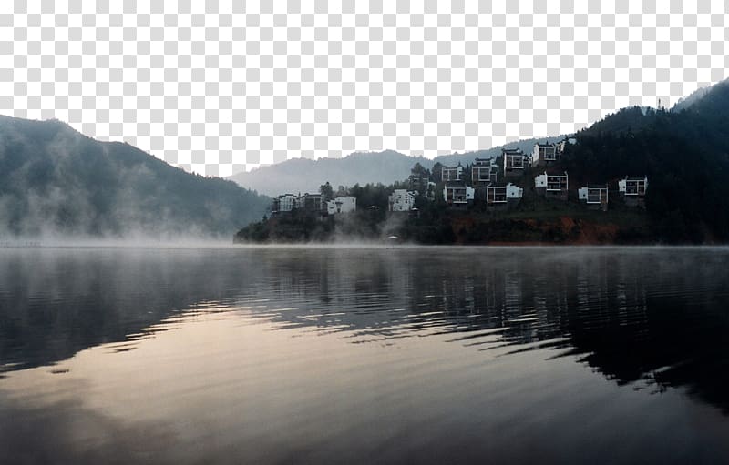 Demaotang Huizhou District Tourism House, Twilight Huizhou Reservoir transparent background PNG clipart