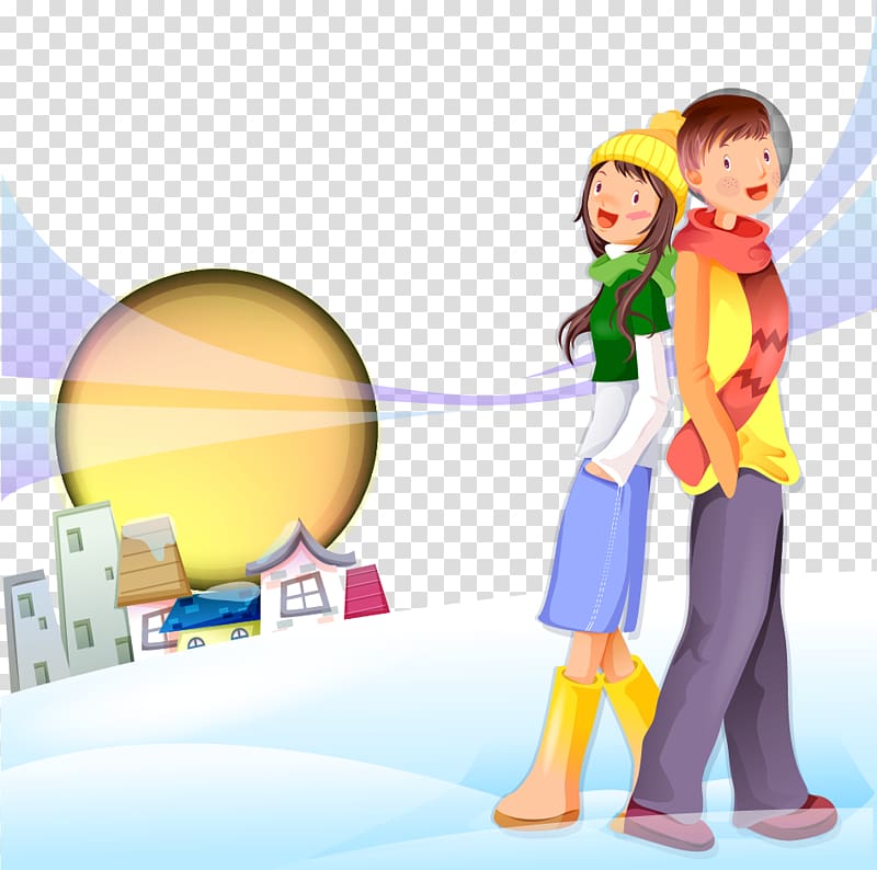 Significant other Cartoon Comics Illustration, snow transparent background PNG clipart