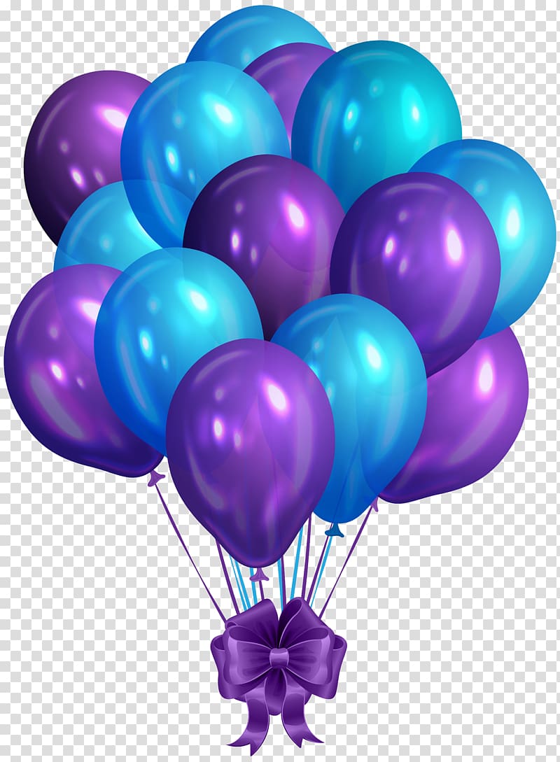 purple and blue balloons illustration, Balloon Blue , Blue Purple Bunch of Balloons transparent background PNG clipart