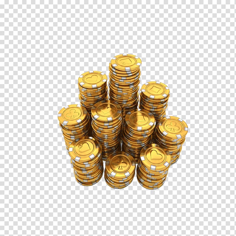 round gold-colored coin lot , Casino token Online Casino Casino game Gambling, Golden chips transparent background PNG clipart