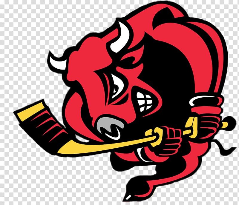 red and black bull illustration, Belleville Bulls Mascotte transparent background PNG clipart