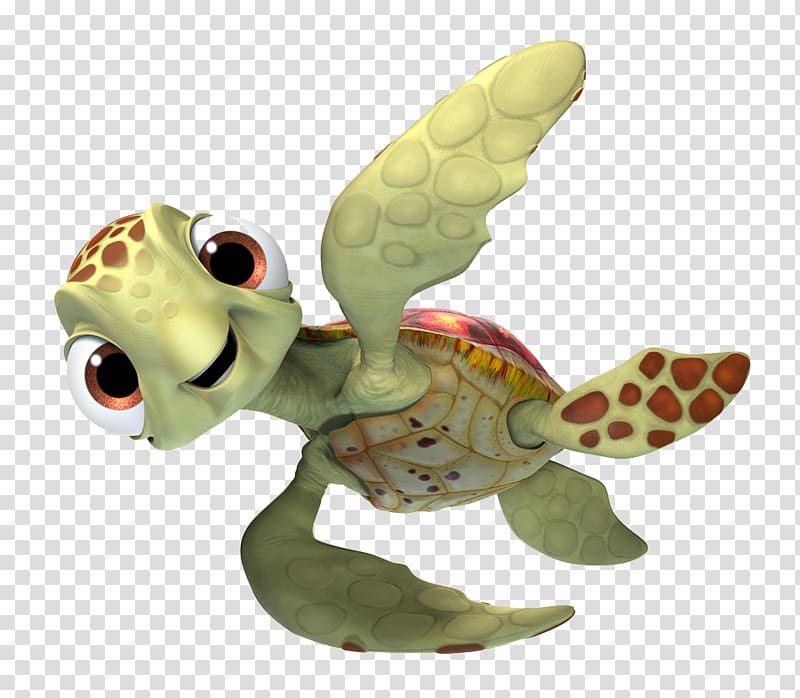 green and brown turtle , Marlin Crush Turtle Pixar Character, dory transparent background PNG clipart
