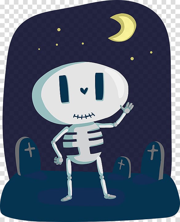 Halloween Human skeleton Human skull symbolism, Cartoon Skull transparent background PNG clipart