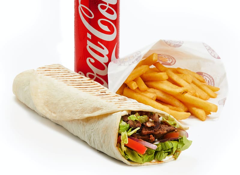 taco, fries, and Coca-Cola can, Shawarma French fries Pizza Doner kebab Street food, kebab transparent background PNG clipart