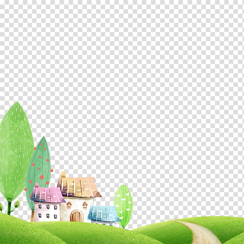house on field art, Idea Creativity, Village of fresh green background material transparent background PNG clipart