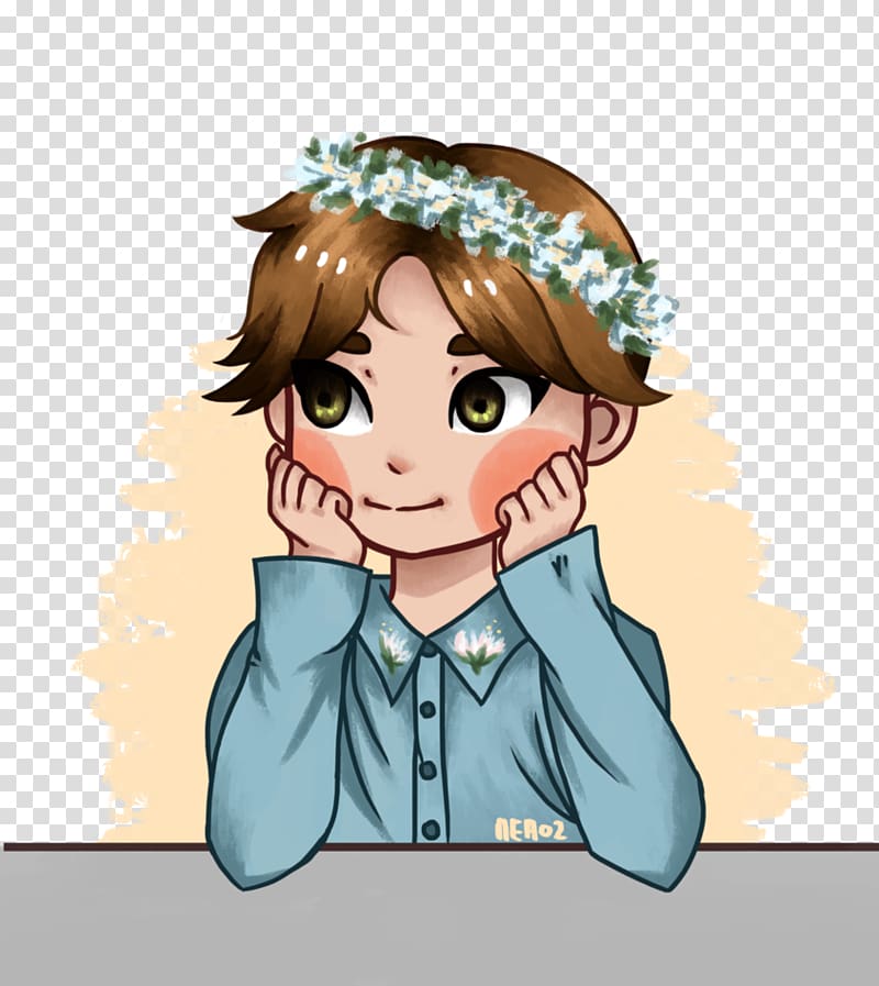 Drawing BTS Fan art Anime, flower crown transparent background PNG clipart
