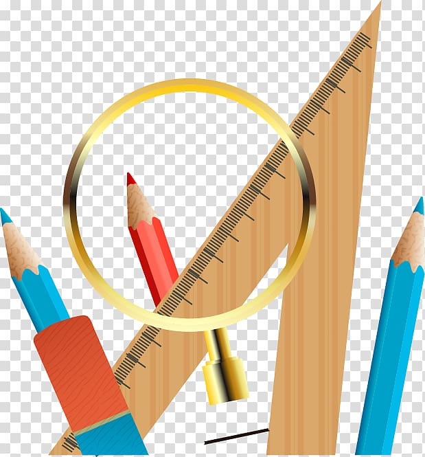 Pencil Magnifying glass , Hand-painted pattern pencil ruler magnifier transparent background PNG clipart