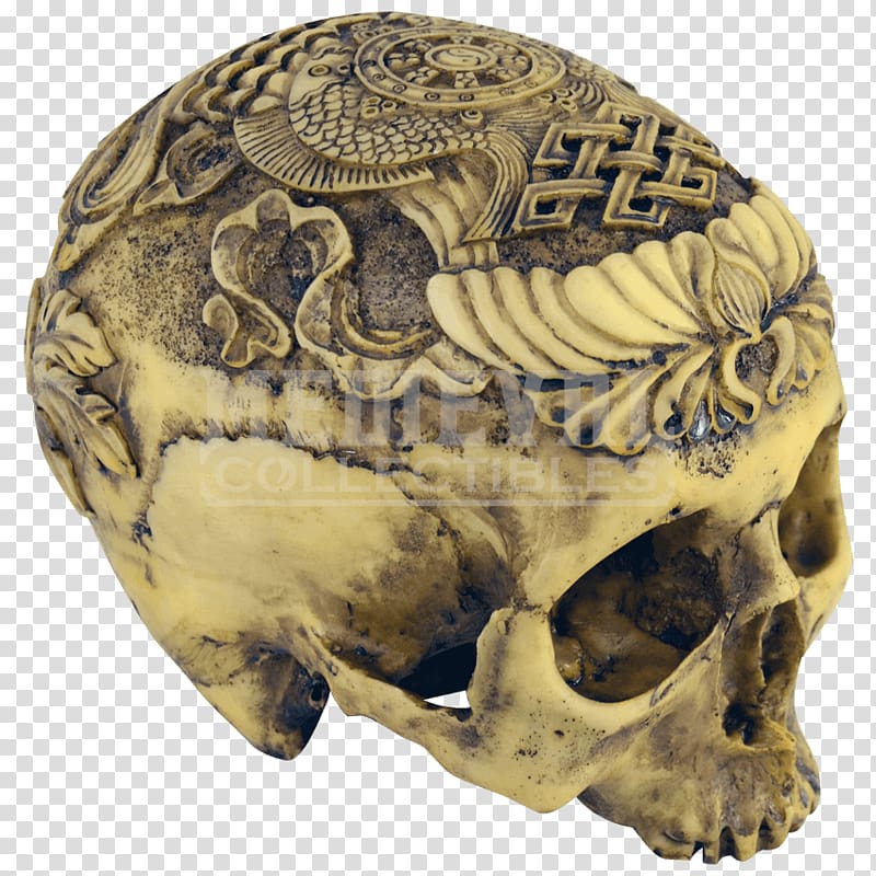 Human skull Bone Head Wood carving, hand-painted skull transparent background PNG clipart