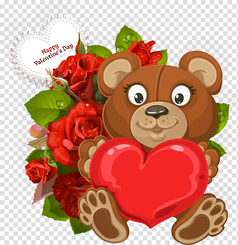 Teddy bear Gift Child, happy valentines day transparent background PNG clipart