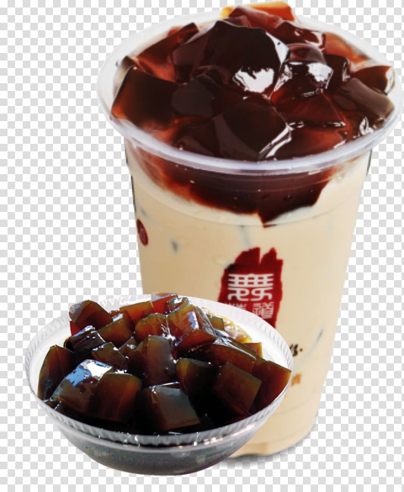 Bubble tea Sundae Milk Gelatin dessert, Okinawa black brick cold milk transparent background PNG clipart