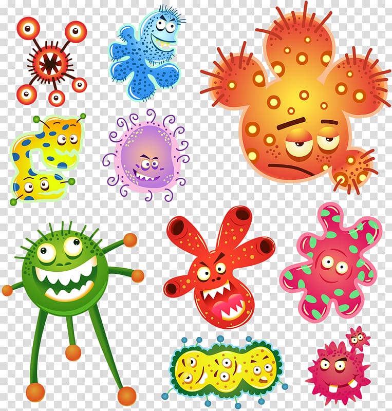 Microorganism Cartoon Bacteria, Cute Little Monster transparent background PNG clipart