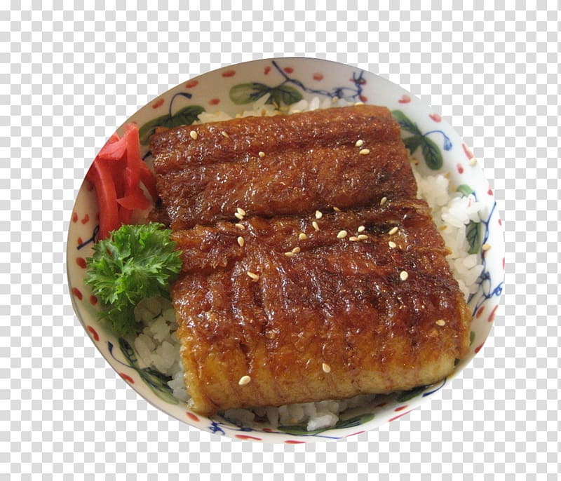 Kabayaki Unadon Eel Unagi, Roasted eel rice transparent background PNG clipart