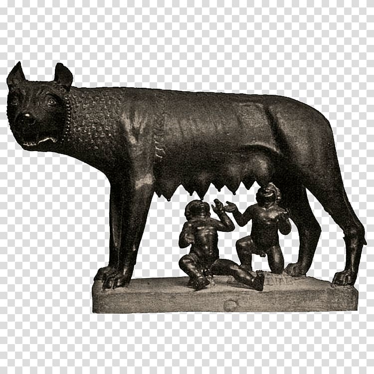 black wooden land animal figure, Romulus Remus Wolf transparent background PNG clipart