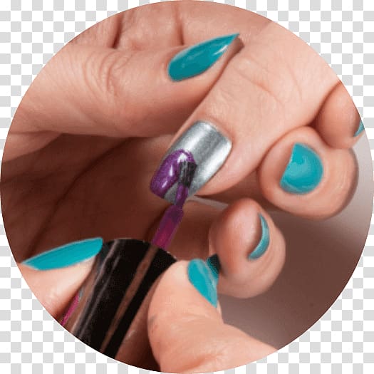 Nail Polish Manicure Turquoise, half moon manicure transparent background PNG clipart