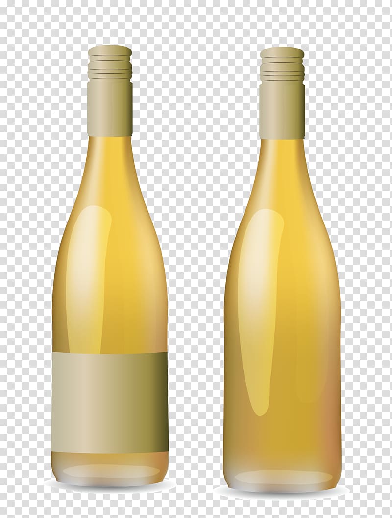 White wine Glass bottle Liqueur, Yellow bottles transparent background PNG clipart