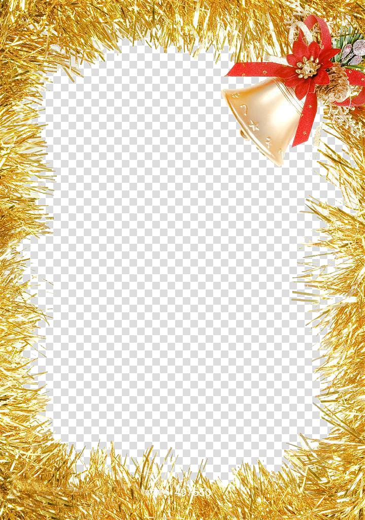 christmas bells gold frame transparent background PNG clipart