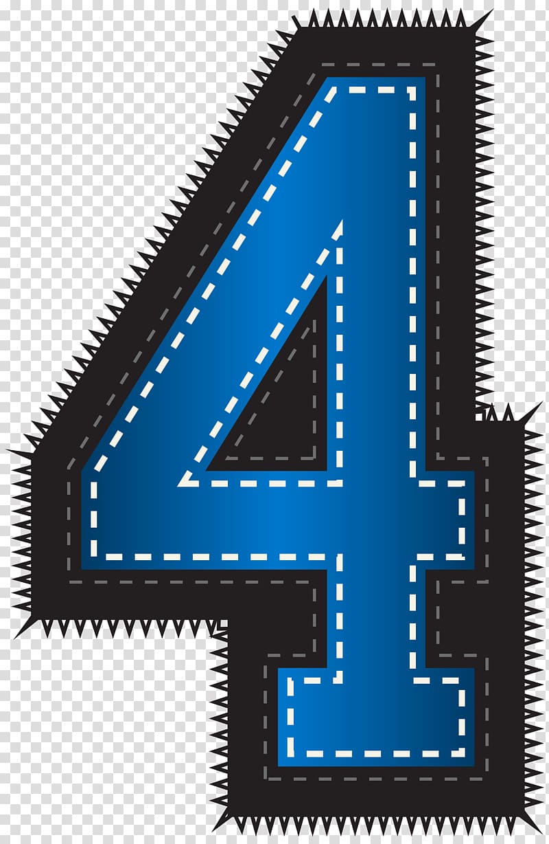 blue and black 4 patch, , Blue Sport Style Number Four transparent background PNG clipart