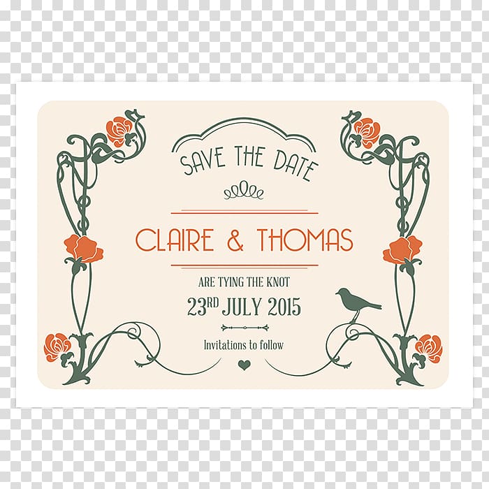 Wedding invitation Art Deco Art Nouveau Save the date Pepper & Joy, Save The Date Wedding Invitation transparent background PNG clipart