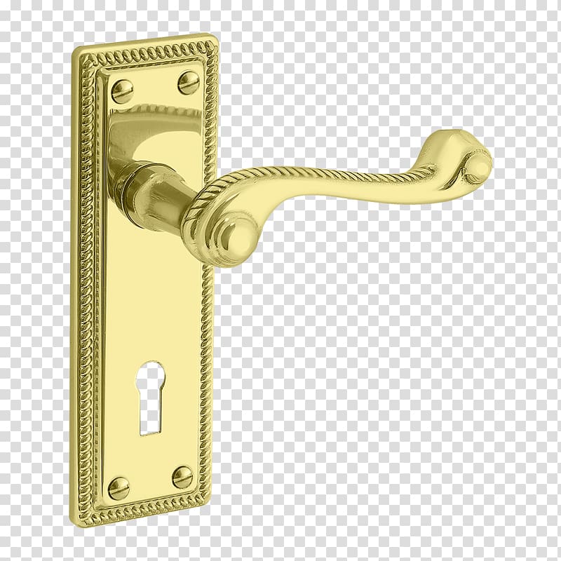 Mortise lock Brass Door handle Latch, Brass transparent background PNG clipart