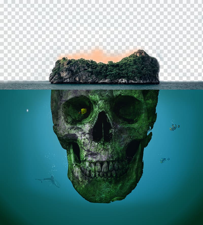 Skull Poster, The sea skeleton skull head creative background transparent background PNG clipart