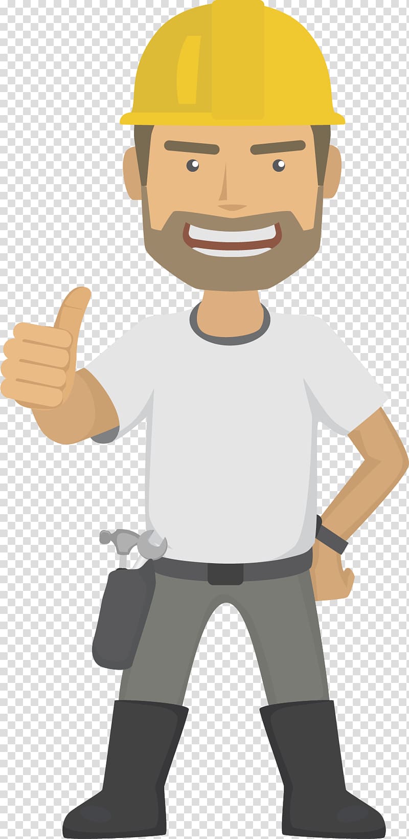 man wearing white t-shirt and grey pants illustration, Architectural engineering Construction worker Lone worker Icon, Vertical big bearded engineer transparent background PNG clipart