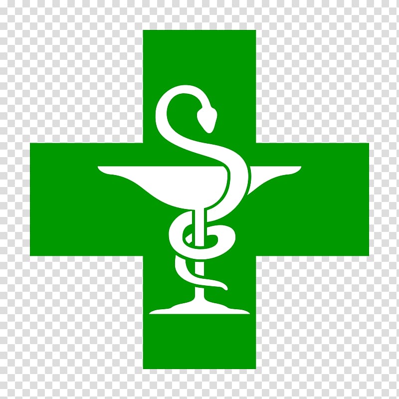 green cross with serpent logo, Pharmacy Symbol Medical prescription , Land transparent background PNG clipart