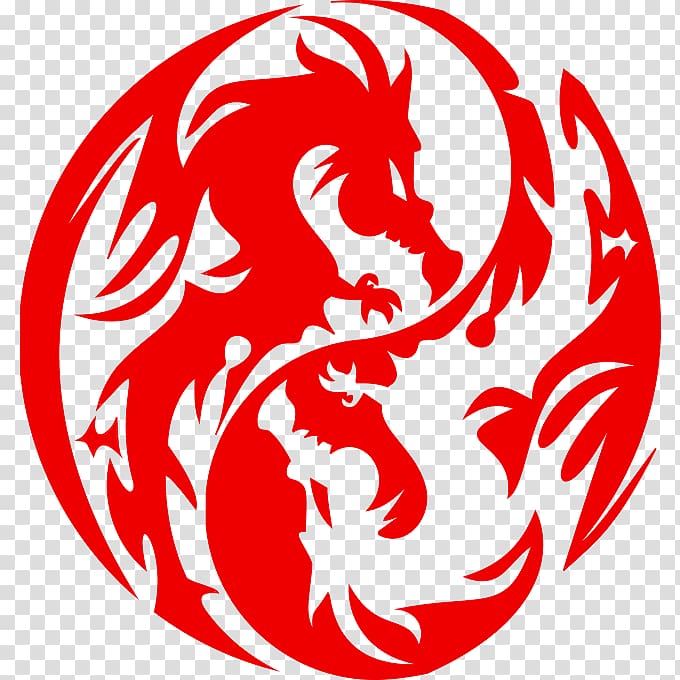 Yin and yang Chinese dragon Decal Sticker, dragon japan transparent background PNG clipart