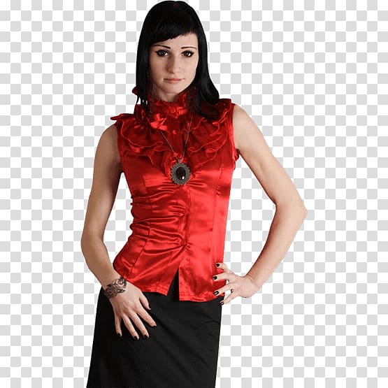 Sleeveless shirt Blouse Satin, red silk blouse transparent background PNG clipart