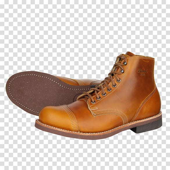 1892 by Thorogood Beloit Men\'s Boot Thorogood 1892 Dodgeville, Sunflower Shoe Leather Goodyear welt, flight hat tan transparent background PNG clipart
