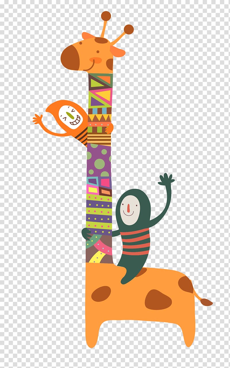 Giraffe Child Cartoon Illustration, Hand-painted giraffe transparent background PNG clipart