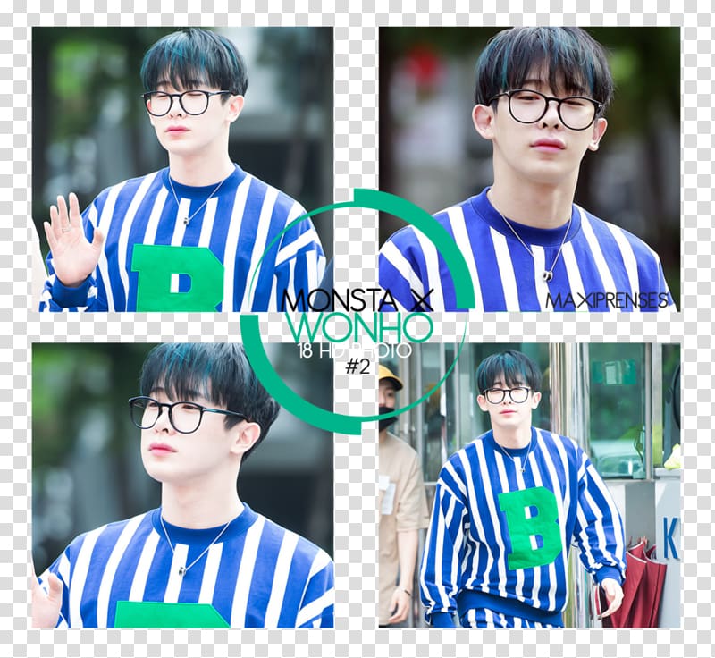 Monsta X Glasses Smile Emoticon T-shirt, Saranghae transparent background PNG clipart