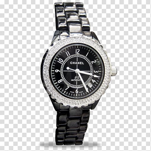 round silver-colored Chanel analog watch with link bracelet, watch accessory platinum metal brand, WATCH transparent background PNG clipart