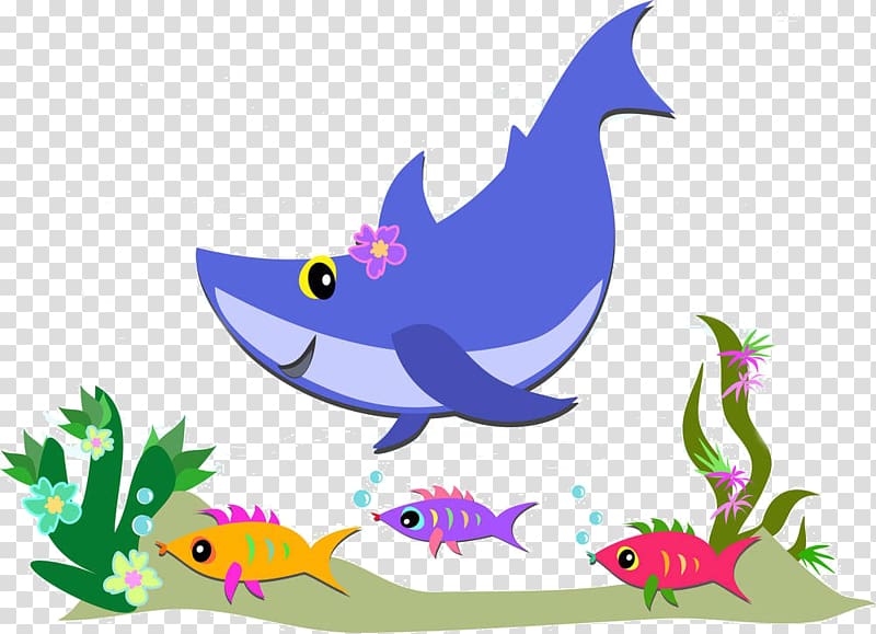 Shark Fish , Cartoon shark flowers transparent background PNG clipart