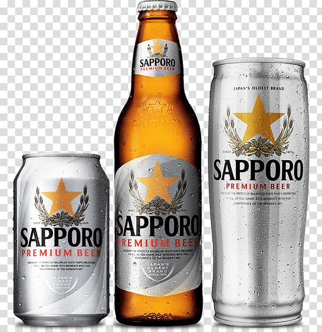 Lager Beer bottle Sapporo Brewery, beer transparent background PNG clipart