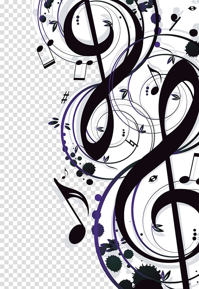 black musical notes illustration, Musical note Illustration, European simple notes pattern transparent background PNG clipart