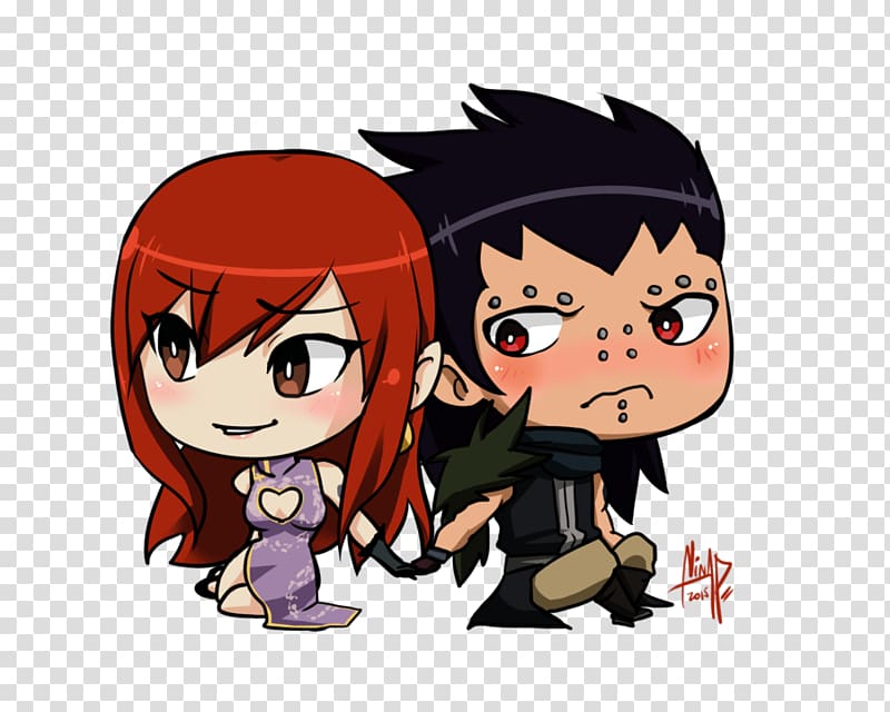 Erza Scarlet Natsu Dragneel Gajeel Redfox Fairy Tail Chibi, fairy tail transparent background PNG clipart